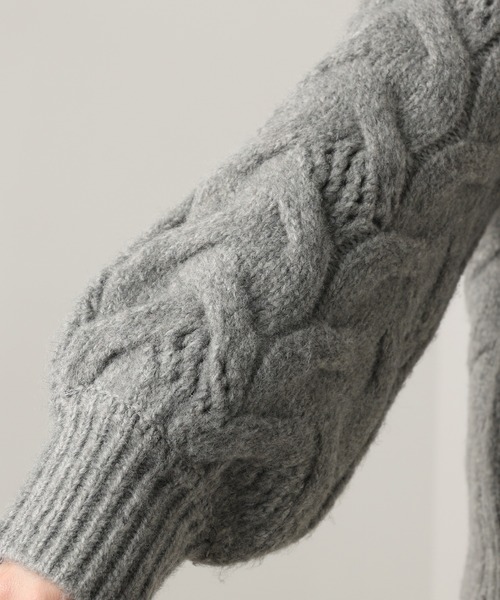 natural couture（ナチュラルクチュール）の「【WEB限定カラー有り】ガーリーなメランジケーブルニット（ニット/セーター・レディース・チャコールグレー/ピンク/ミント/ラベンダー/ライトベージュ・FREE）」の10枚目の写真