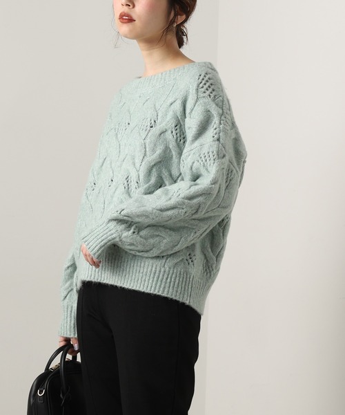 natural couture（ナチュラルクチュール）の「【WEB限定カラー有り】ガーリーなメランジケーブルニット（ニット/セーター・レディース・チャコールグレー/ピンク/ミント/ラベンダー/ライトベージュ・FREE）」の18枚目の写真