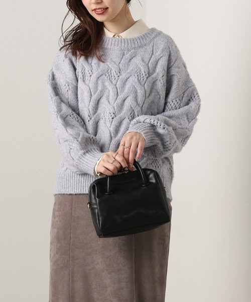 natural couture（ナチュラルクチュール）の「【WEB限定カラー有り】ガーリーなメランジケーブルニット（ニット/セーター・レディース・チャコールグレー/ピンク/ミント/ラベンダー/ライトベージュ・FREE）」の20枚目の写真