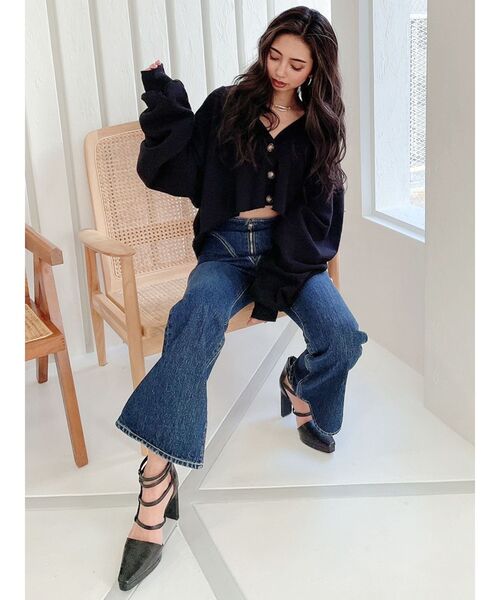 新品 完売品 ハイウエスト フレア デニム スタイルアップ ジェイダ エモダ 新品 完売品 ハイウエスト フレア デニム スタイルアップ