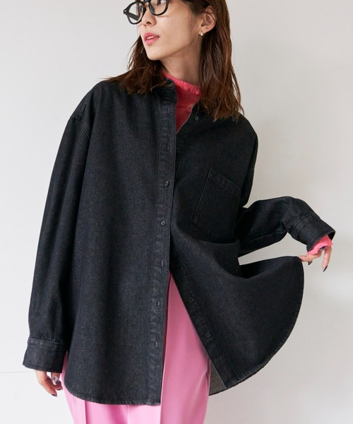 Auntie Rosa Holiday(アンティローザホリデー)の「オーバーサイズブラックデニムシャツ(シャツ/ブラウス・レディース・ブラック・FREE)」の7枚目の写真