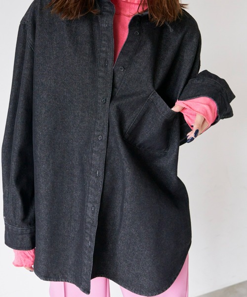 Auntie Rosa Holiday(アンティローザホリデー)の「オーバーサイズブラックデニムシャツ(シャツ/ブラウス・レディース・ブラック・FREE)」の9枚目の写真
