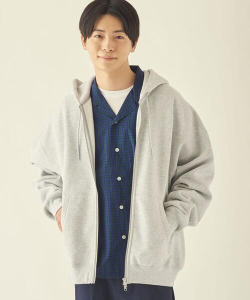 info. BEAUTY&YOUTH(インフォビューティアンドユース)の「【WEB限定】 <info. BEAUTY&YOUTH> スーパービッグ スウェット ジップパーカー(パーカー・メンズ・ホワイト/グレー/ダークグレー/ロイヤルブルー/ブラック・M/L/XL)」の7枚目の写真