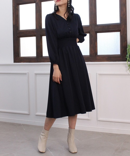 ASTORIA ODIER(アストリアオディール)の「ウエストシャーリングワンピース(ワンピース・レディース・ベージュ/パープル/ネイビー/グリーン系その他/カーキ/ブラック/スモークピンク・MEDIUM)」の5枚目の写真