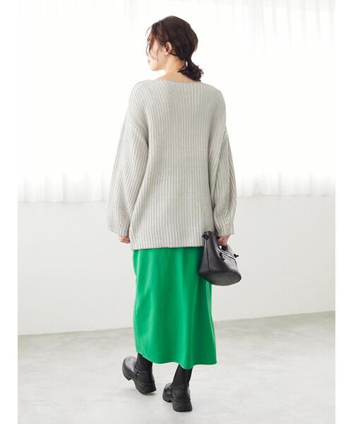 Petit fleur(プチフルール)の「・Petit Fleur バイカラーストライプニット*(ニット/セーター・レディース・グレー/オレンジ/グリーン/ラベンダー・FREE)」の21枚目の写真