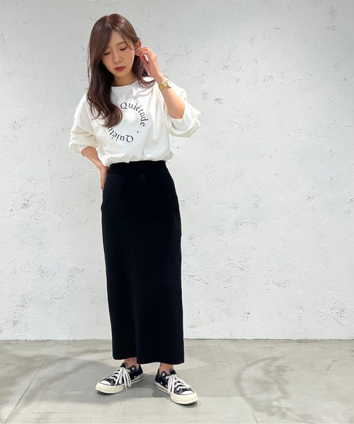 apres jour mignon(アプレジュールミニョン)の「ニットナロースカート【ZOZOTOWN限定アイテム】(スカート・レディース・ブラック/パープル/オレンジ・SMALL/MEDIUM/X-LARGE)」の7枚目の写真
