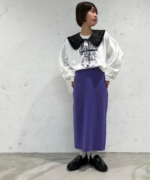 apres jour mignon(アプレジュールミニョン)の「ニットナロースカート【ZOZOTOWN限定アイテム】(スカート・レディース・ブラック/パープル/オレンジ・SMALL/MEDIUM/X-LARGE)」の14枚目の写真