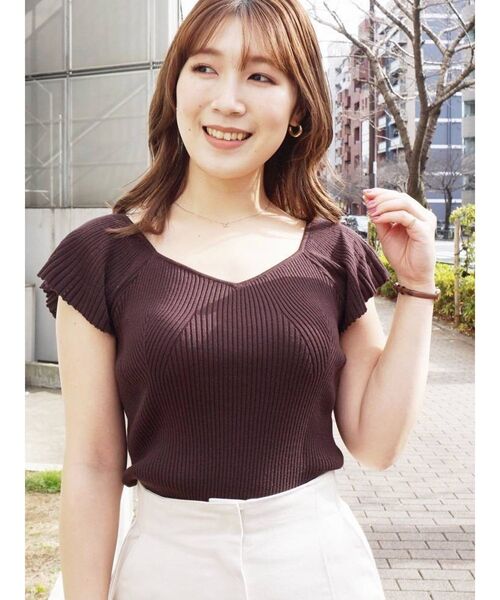 MERCURYDUO（マーキュリーデュオ）の「2WAYフレアスリーブコンパクトニット（ニット/セーター・レディース・ラベンダー/ピンク/オフホワイト/ブラウン・FREE）」の2枚目の写真