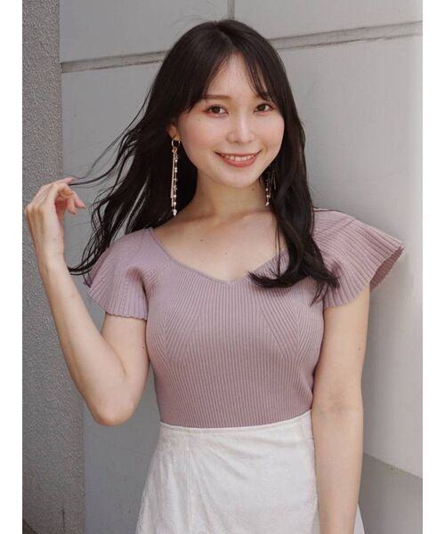 MERCURYDUO（マーキュリーデュオ）の「2WAYフレアスリーブコンパクトニット（ニット/セーター・レディース・ラベンダー/ピンク/オフホワイト/ブラウン・FREE）」の4枚目の写真