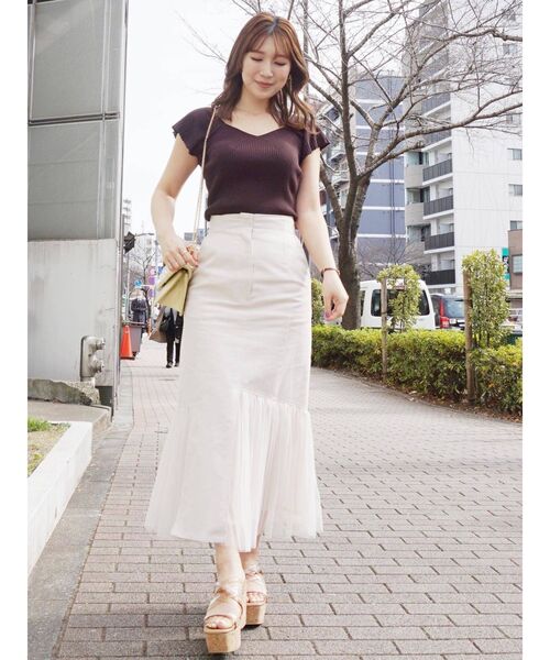 MERCURYDUO（マーキュリーデュオ）の「2WAYフレアスリーブコンパクトニット（ニット/セーター・レディース・ラベンダー/ピンク/オフホワイト/ブラウン・FREE）」の7枚目の写真