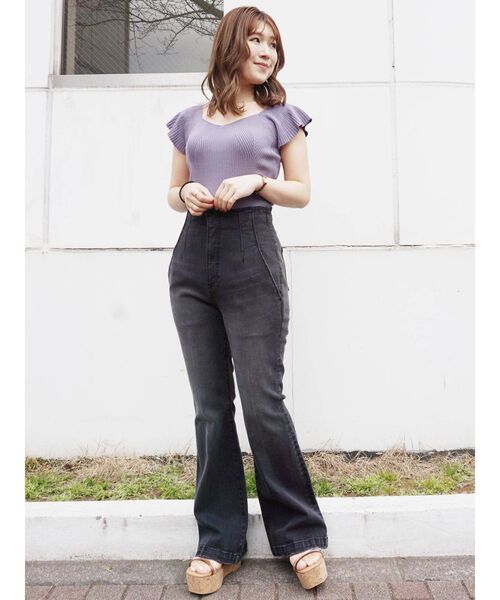 MERCURYDUO（マーキュリーデュオ）の「2WAYフレアスリーブコンパクトニット（ニット/セーター・レディース・ラベンダー/ピンク/オフホワイト/ブラウン・FREE）」の5枚目の写真