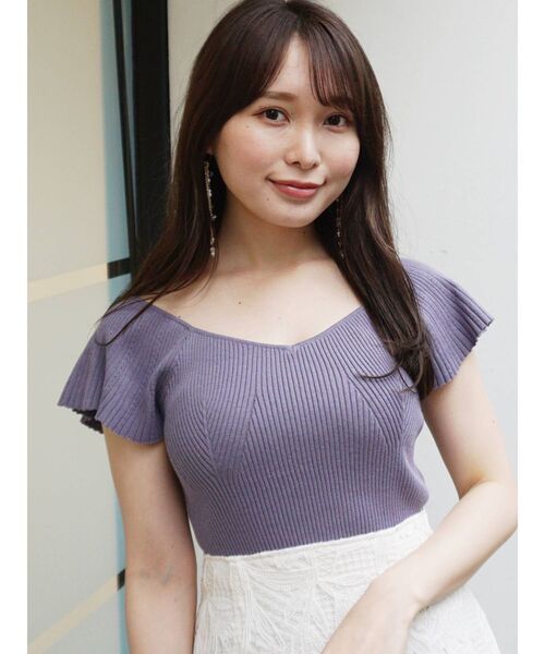 MERCURYDUO（マーキュリーデュオ）の「2WAYフレアスリーブコンパクトニット（ニット/セーター・レディース・ラベンダー/ピンク/オフホワイト/ブラウン・FREE）」の8枚目の写真