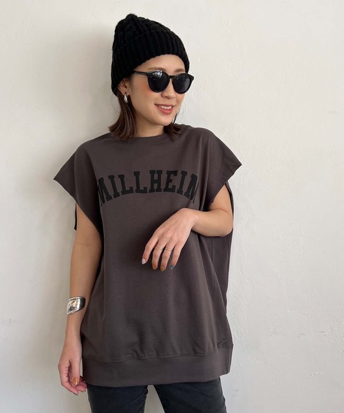PICHI(ピイチ)の「ガレッジロゴフレンチスリーブTee(Tシャツ/カットソー・レディース・スカイブルー/モカ/オートミール/チャコール・M/L)」の2枚目の写真