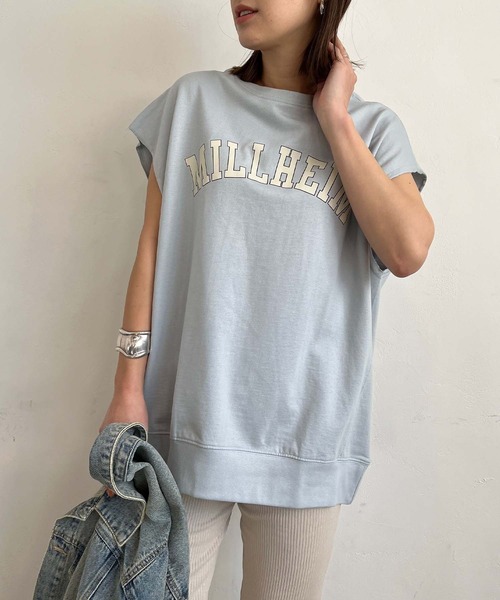 PICHI(ピイチ)の「ガレッジロゴフレンチスリーブTee(Tシャツ/カットソー・レディース・スカイブルー/モカ/オートミール/チャコール・M/L)」の4枚目の写真