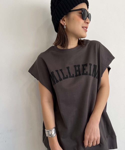 PICHI(ピイチ)の「ガレッジロゴフレンチスリーブTee(Tシャツ/カットソー・レディース・スカイブルー/モカ/オートミール/チャコール・M/L)」の5枚目の写真