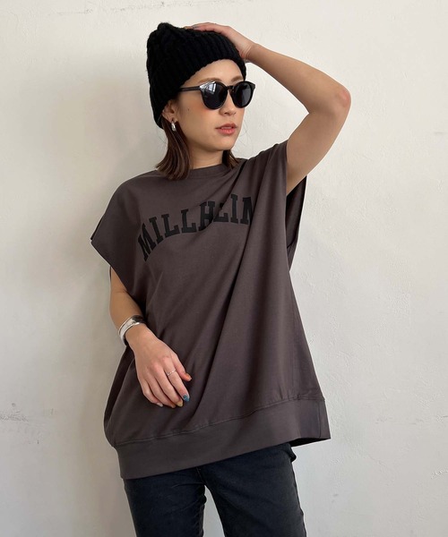 PICHI(ピイチ)の「ガレッジロゴフレンチスリーブTee(Tシャツ/カットソー・レディース・スカイブルー/モカ/オートミール/チャコール・M/L)」の7枚目の写真