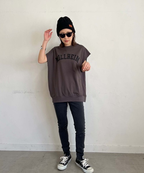PICHI(ピイチ)の「ガレッジロゴフレンチスリーブTee(Tシャツ/カットソー・レディース・スカイブルー/モカ/オートミール/チャコール・M/L)」の9枚目の写真