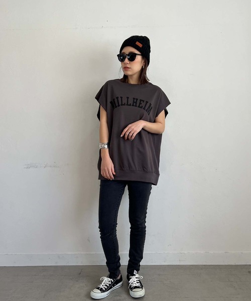 PICHI(ピイチ)の「ガレッジロゴフレンチスリーブTee(Tシャツ/カットソー・レディース・スカイブルー/モカ/オートミール/チャコール・M/L)」の10枚目の写真