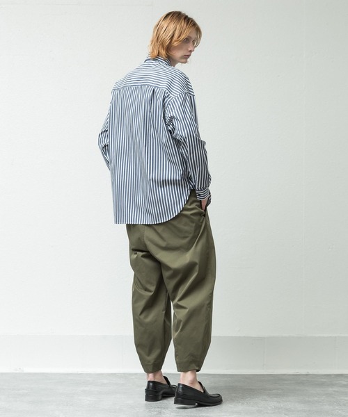 SLICK（スリック）の「100/2ストライプドロップショルダーシャツ（シャツ/ブラウス・メンズ・ベージュ/ネイビー/サックスブルー/ブルー・1/2/3）」の18枚目の写真