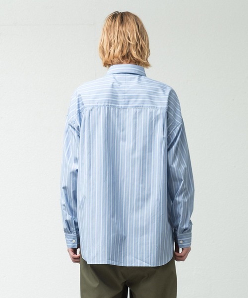 SLICK（スリック）の「100/2ストライプドロップショルダーシャツ（シャツ/ブラウス・メンズ・ベージュ/ネイビー/サックスブルー/ブルー・1/2/3）」の21枚目の写真