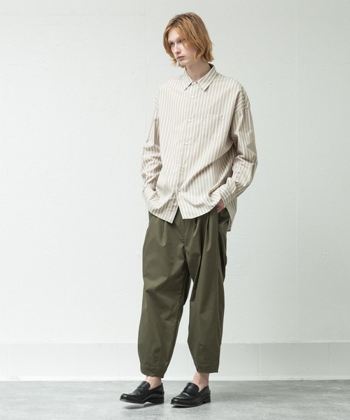 SLICK（スリック）の「100/2ストライプドロップショルダーシャツ（シャツ/ブラウス・メンズ・ベージュ/ネイビー/サックスブルー/ブルー・1/2/3）」の10枚目の写真