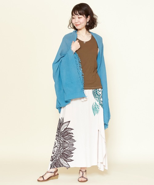 チャイハネ(チャイハネ)の「【チャイハネ】タビノWAYストール(ストール/ショール・レディース・ホワイト/ブラック/ベージュ/パープル/ブラウン/ブルー・FREE)」の13枚目の写真