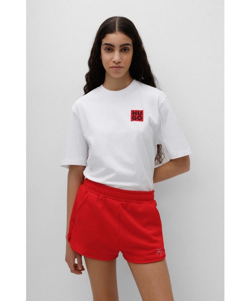 HUGO(ヒューゴ)の「ロゴスローガン リラックスフィット コットンTシャツ(Tシャツ/カットソー・レディース・ホワイト/ブラック・S/M/XS/L)」の2枚目の写真