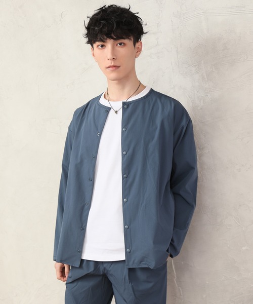 【新品未使用】セットアップ　ストレッチノーカラードジャケット&イージーパンツ THE CASUAL｜ハイストレッチリラクシングノーカラージャケット