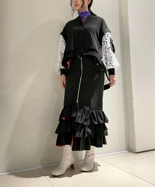 Risley（リズレー）の「【別注】Risley/リズレー/レースフレアーブルゾン（ブルゾン・レディース・ブラック/カーキ・FREE）」の9枚目の写真