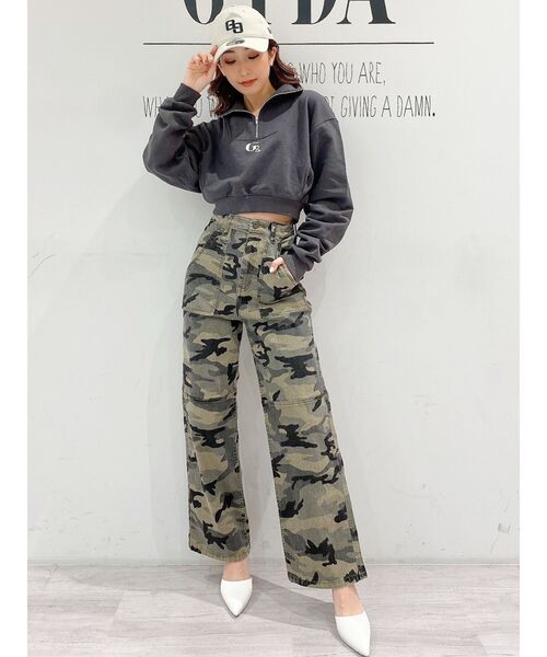 GYDA（ジェイダ）の「ハーフZIPショートスウェットTOPS（ニット/セーター・レディース・チャコールグレー/ベージュ/オフホワイト・FREE）」の20枚目の写真