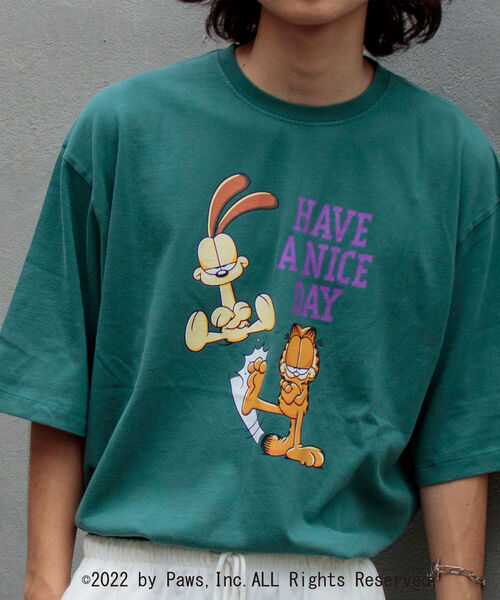GLOSTER（グロスター）の「【GARFIELD/ガーフィールド】別注 ガーフィールドTシャツ VINTAGE DYEING（Tシャツ/カットソー・メンズ・オフホワイト/グリーン/スミクロ・MEDIUM/LARGE）」の20枚目の写真