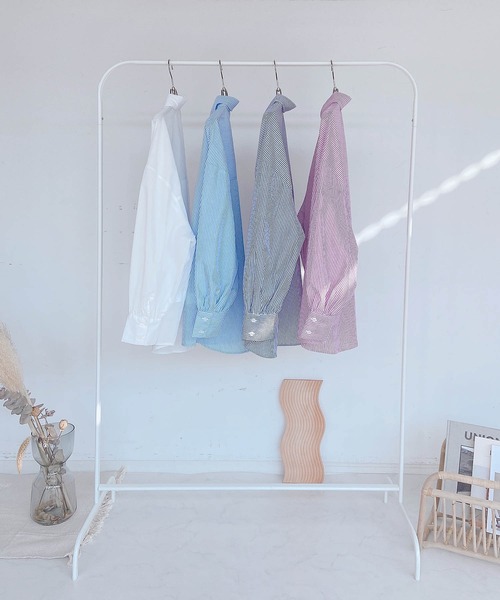 AS KNOW AS plus(アズノゥアズプラス)の「●ブロードシンプルビッグシャツ(シャツ/ブラウス・レディース・オフホワイト/ネイビー系/ブルー系/ピンク系・FREE)」の6枚目の写真