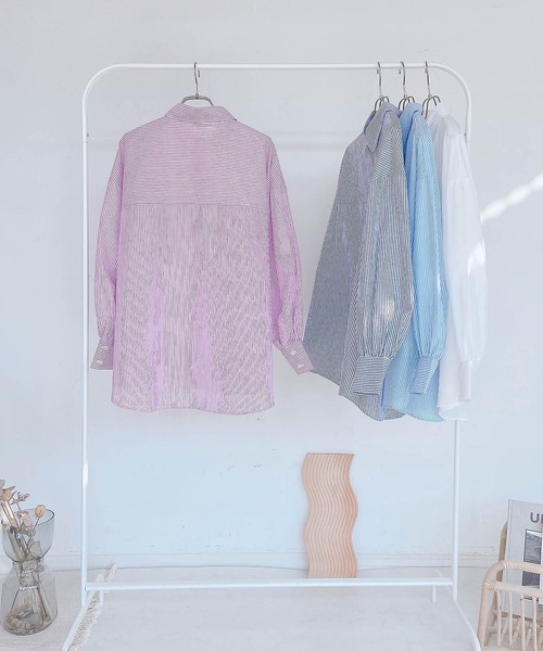 AS KNOW AS plus(アズノゥアズプラス)の「●ブロードシンプルビッグシャツ(シャツ/ブラウス・レディース・オフホワイト/ネイビー系/ブルー系/ピンク系・FREE)」の8枚目の写真