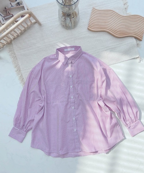 AS KNOW AS plus(アズノゥアズプラス)の「●ブロードシンプルビッグシャツ(シャツ/ブラウス・レディース・オフホワイト/ネイビー系/ブルー系/ピンク系・FREE)」の16枚目の写真