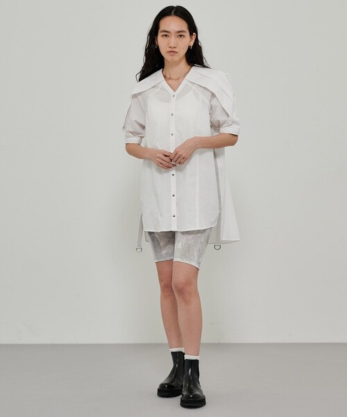 CITY TOKYO（シティトウキョウ）の「エポスリーブチュニックシャツ（シャツ/ブラウス・レディース・ホワイト/ブルー/ラベンダー・FREE）」の4枚目の写真