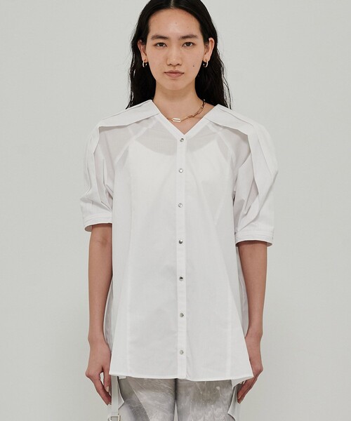 CITY TOKYO（シティトウキョウ）の「エポスリーブチュニックシャツ（シャツ/ブラウス・レディース・ホワイト/ブルー/ラベンダー・FREE）」の5枚目の写真