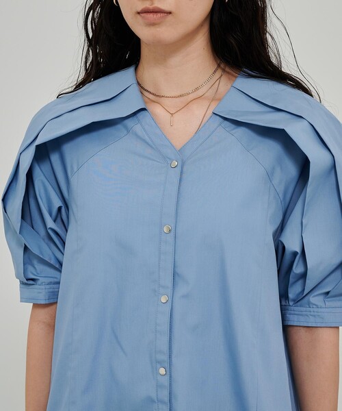 CITY TOKYO（シティトウキョウ）の「エポスリーブチュニックシャツ（シャツ/ブラウス・レディース・ホワイト/ブルー/ラベンダー・FREE）」の11枚目の写真