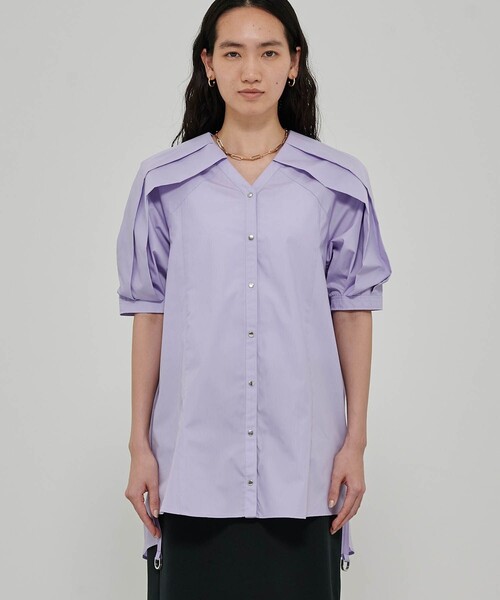 CITY TOKYO（シティトウキョウ）の「エポスリーブチュニックシャツ（シャツ/ブラウス・レディース・ホワイト/ブルー/ラベンダー・FREE）」の12枚目の写真