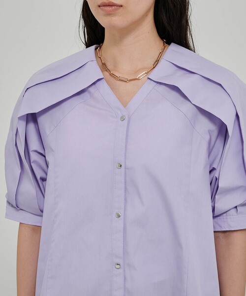 CITY TOKYO（シティトウキョウ）の「エポスリーブチュニックシャツ（シャツ/ブラウス・レディース・ホワイト/ブルー/ラベンダー・FREE）」の8枚目の写真