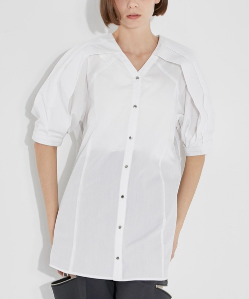 CITY TOKYO（シティトウキョウ）の「エポスリーブチュニックシャツ（シャツ/ブラウス・レディース・ホワイト/ブルー/ラベンダー・FREE）」の2枚目の写真