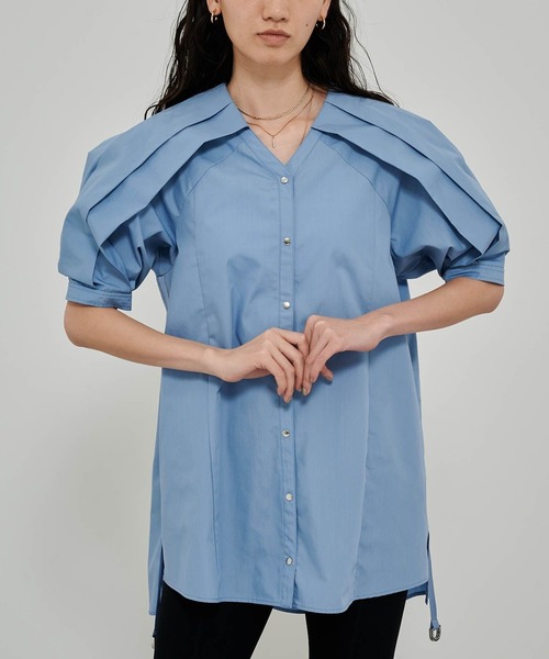 CITY TOKYO（シティトウキョウ）の「エポスリーブチュニックシャツ（シャツ/ブラウス・レディース・ホワイト/ブルー/ラベンダー・FREE）」の3枚目の写真