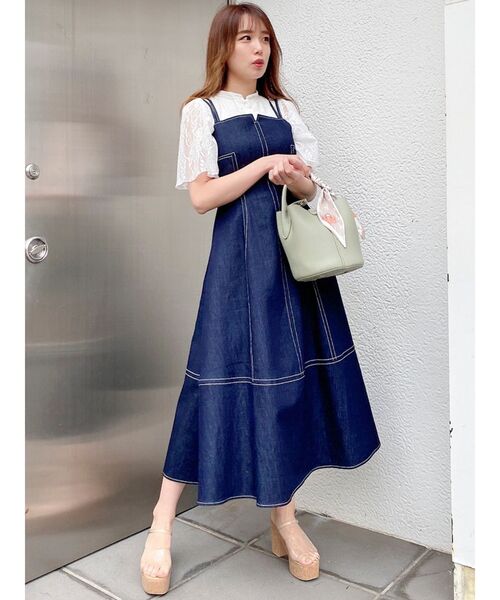 dazzlin（ダズリン）の「ダブルステッチキャミワンピース（ワンピース・レディース・インディゴブルー・SMALL/MEDIUM）」の4枚目の写真