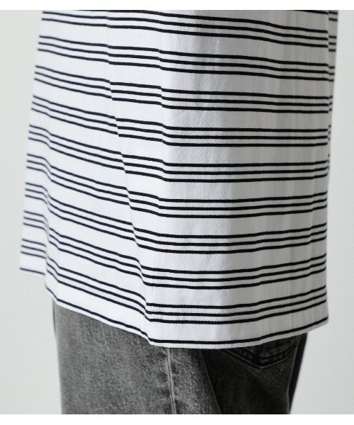 AZUL by moussy（アズールバイマウジー）の「BORDER BIG TEE/ボーダービッグTシャツ（Tシャツ/カットソー・メンズ・ブルー系その他/ホワイト系その他・MEDIUM/LARGE）」の13枚目の写真