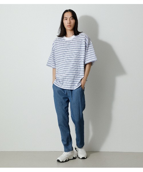 AZUL by moussy（アズールバイマウジー）の「BORDER BIG TEE/ボーダービッグTシャツ（Tシャツ/カットソー・メンズ・ブルー系その他/ホワイト系その他・MEDIUM/LARGE）」の16枚目の写真