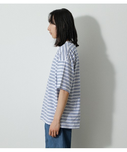 AZUL by moussy（アズールバイマウジー）の「BORDER BIG TEE/ボーダービッグTシャツ（Tシャツ/カットソー・メンズ・ブルー系その他/ホワイト系その他・MEDIUM/LARGE）」の18枚目の写真