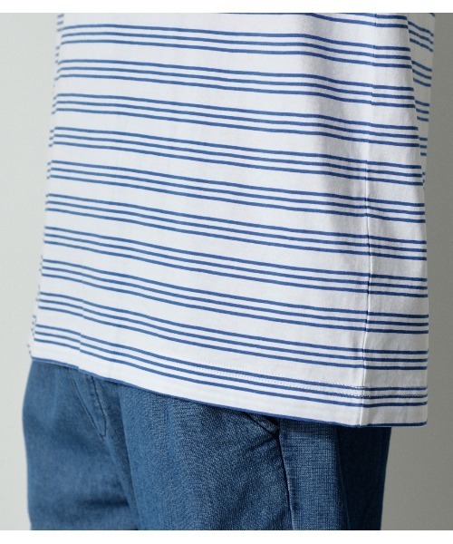 AZUL by moussy（アズールバイマウジー）の「BORDER BIG TEE/ボーダービッグTシャツ（Tシャツ/カットソー・メンズ・ブルー系その他/ホワイト系その他・MEDIUM/LARGE）」の22枚目の写真