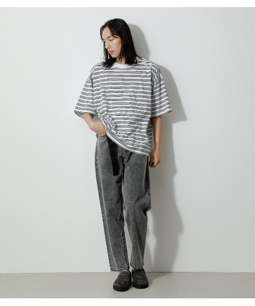 AZUL by moussy（アズールバイマウジー）の「BORDER BIG TEE/ボーダービッグTシャツ（Tシャツ/カットソー・メンズ・ブルー系その他/ホワイト系その他・MEDIUM/LARGE）」の7枚目の写真