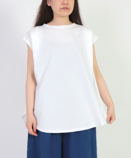Brocante（ブロカント）の「[Brocante / ブロカント] 40/2ハイゲージ天竺 エポールプリエＴシャツ（Tシャツ/カットソー・レディース・ホワイト/ブラック/ベージュ/アイボリー・2）」の9枚目の写真