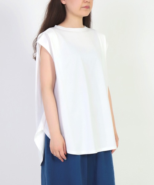 Brocante（ブロカント）の「[Brocante / ブロカント] 40/2ハイゲージ天竺 エポールプリエＴシャツ（Tシャツ/カットソー・レディース・ホワイト/ブラック/ベージュ/アイボリー・2）」の10枚目の写真