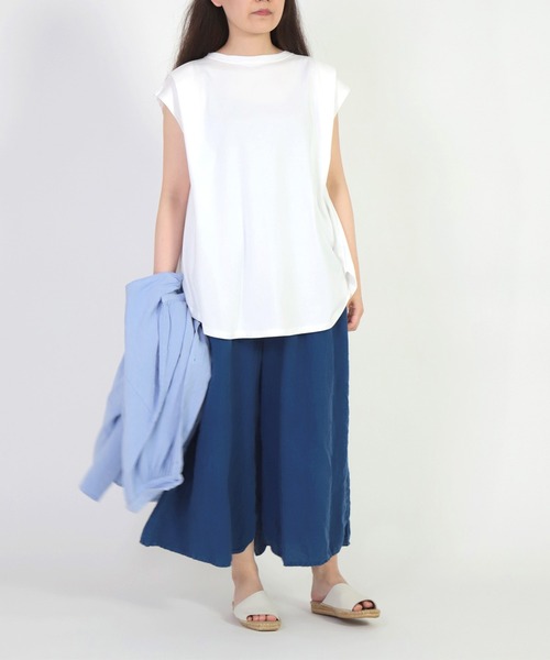 Brocante（ブロカント）の「[Brocante / ブロカント] 40/2ハイゲージ天竺 エポールプリエＴシャツ（Tシャツ/カットソー・レディース・ホワイト/ブラック/ベージュ/アイボリー・2）」の12枚目の写真